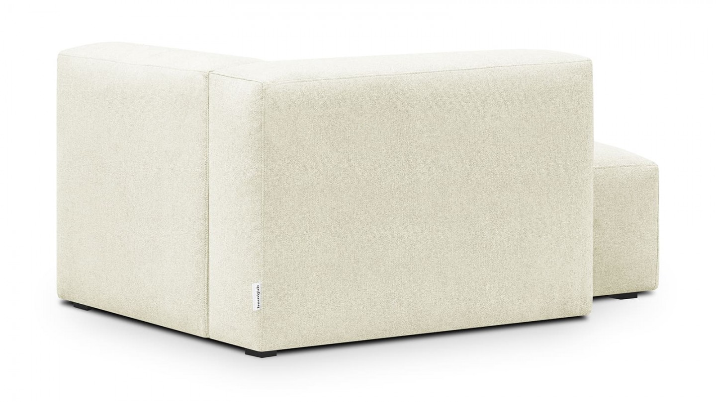 Méridienne d'angle à gauche modulable en tissu ivoire - Modulo