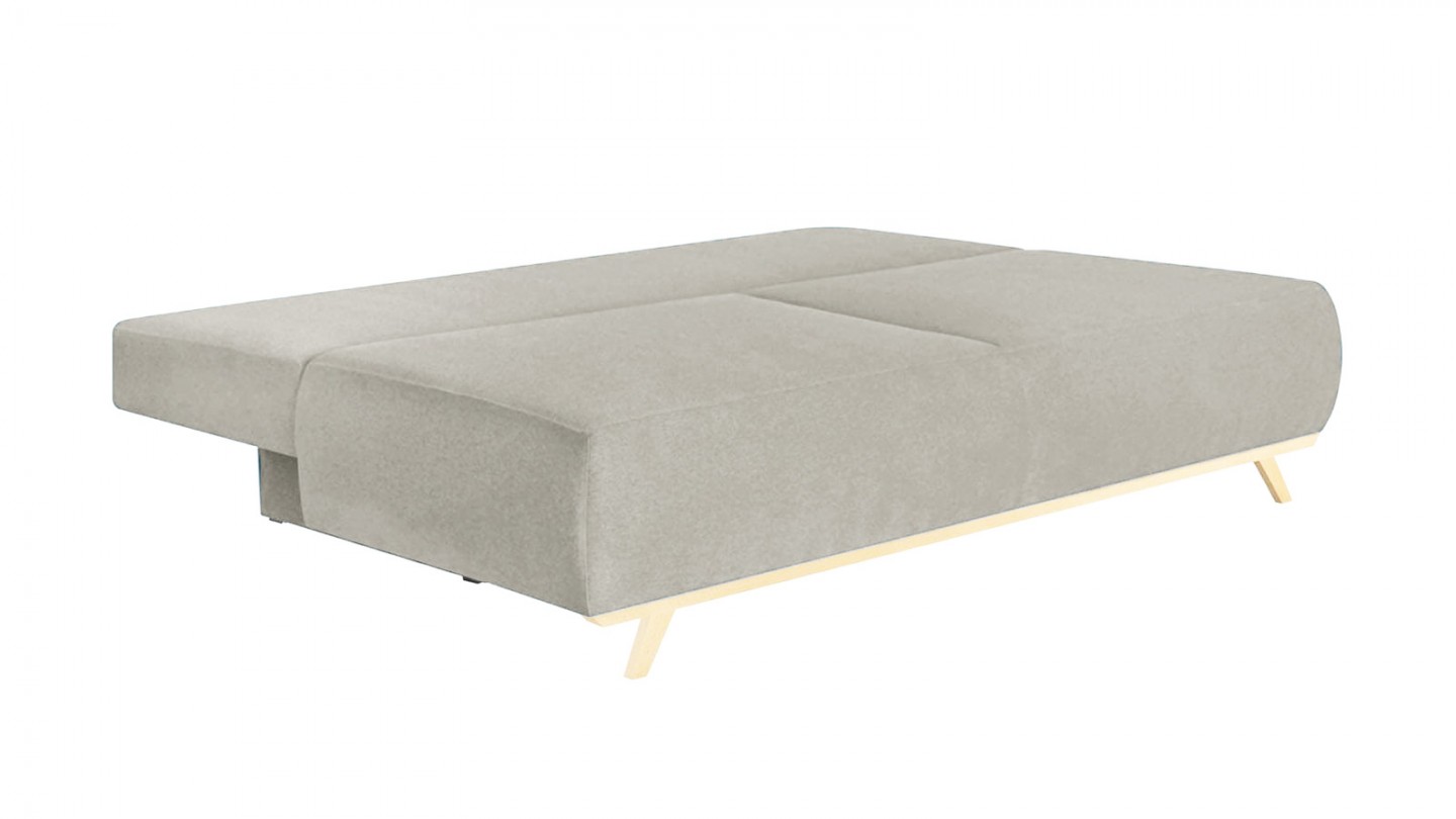 Canapé convertible 3 places avec coffre de rangement en tissu beige - Laria New
