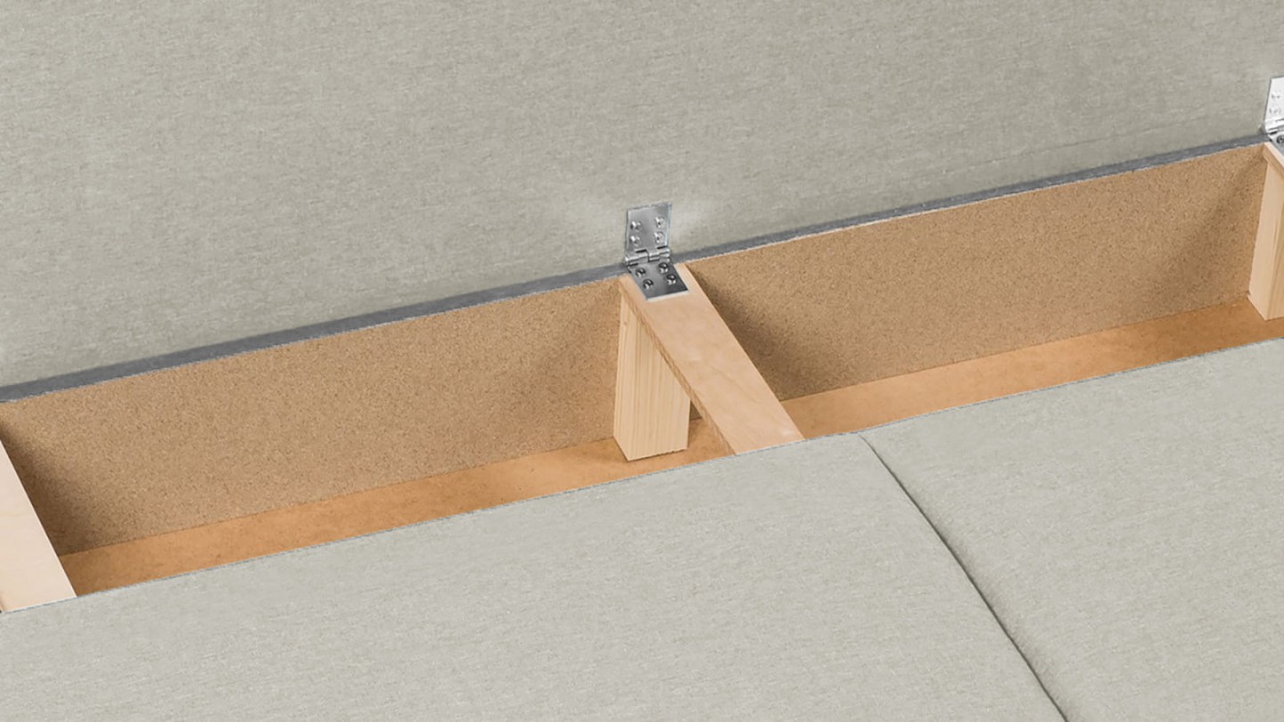 Canapé convertible 3 places avec coffre de rangement en tissu beige - Laria New