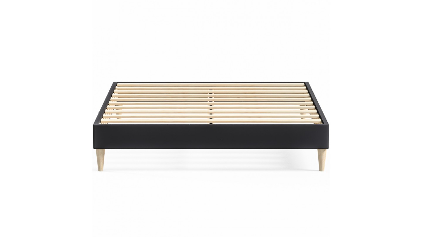 Ensemble lit adulte 160x200 cm en velours gris + Matelas Hybride à ressorts ensachés et mémoire de forme - Spring Elite