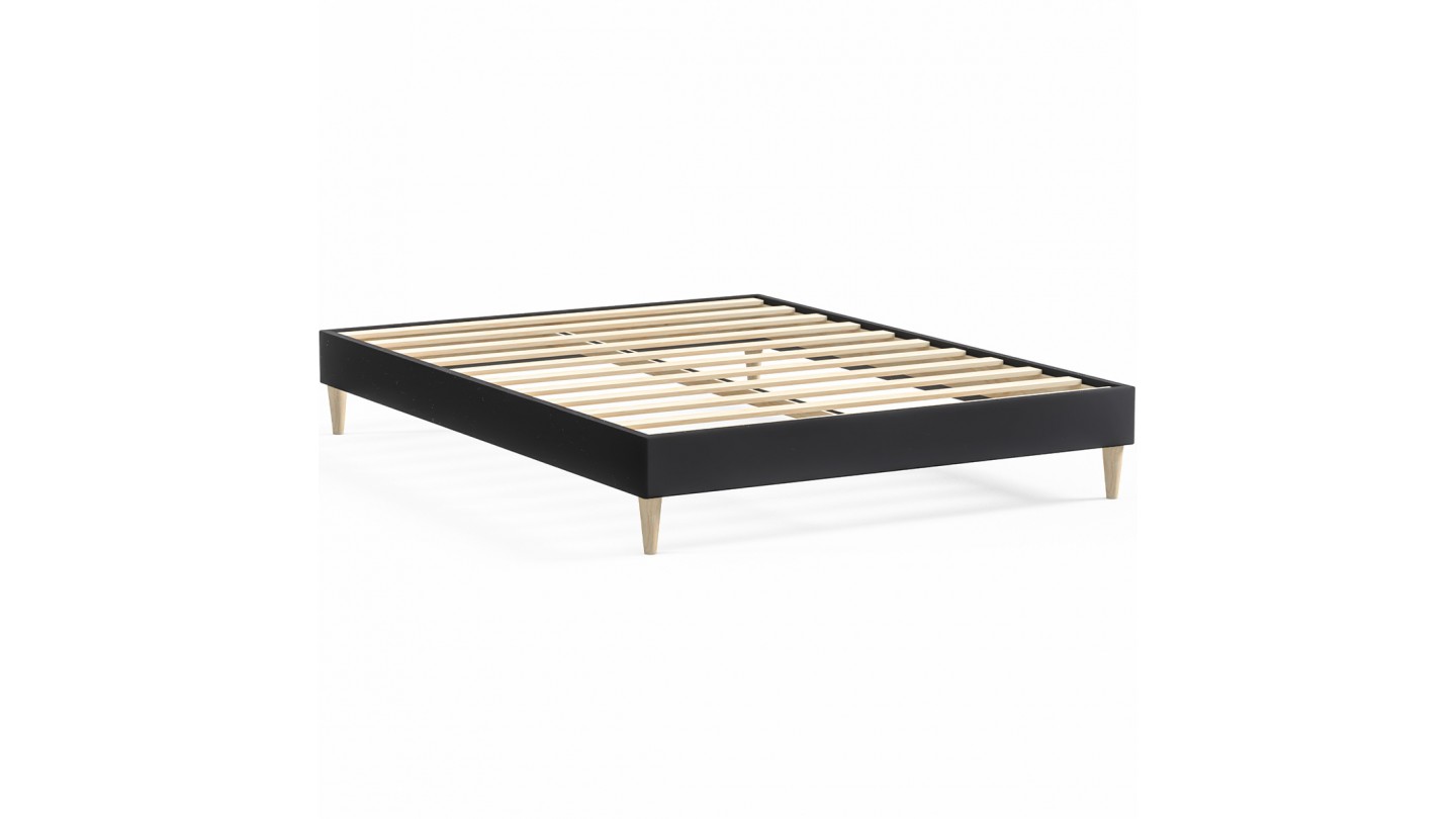 Ensemble lit adulte 160x200 cm en velours gris + Matelas Hybride à ressorts ensachés et mémoire de forme - Spring Elite