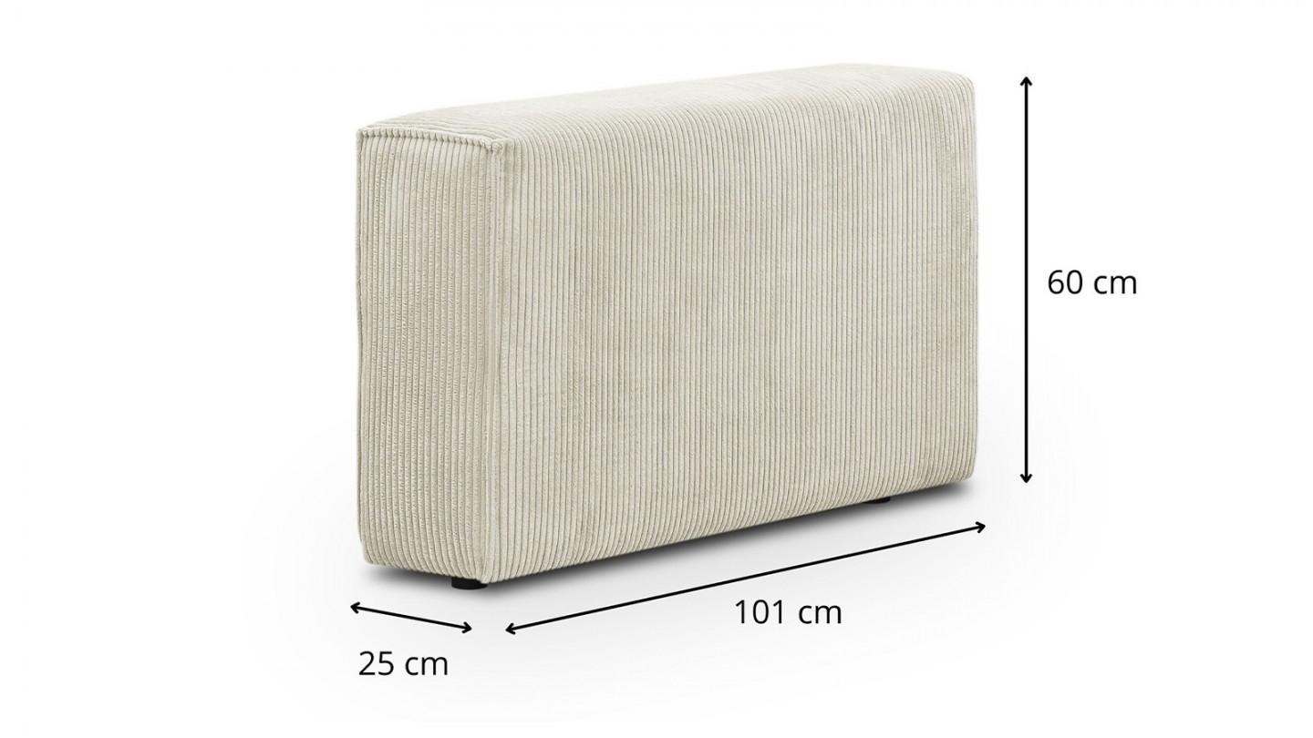 Canapé modulable convertible 5 places avec coffre de rangement en velours côtelé beige - Harper Mod