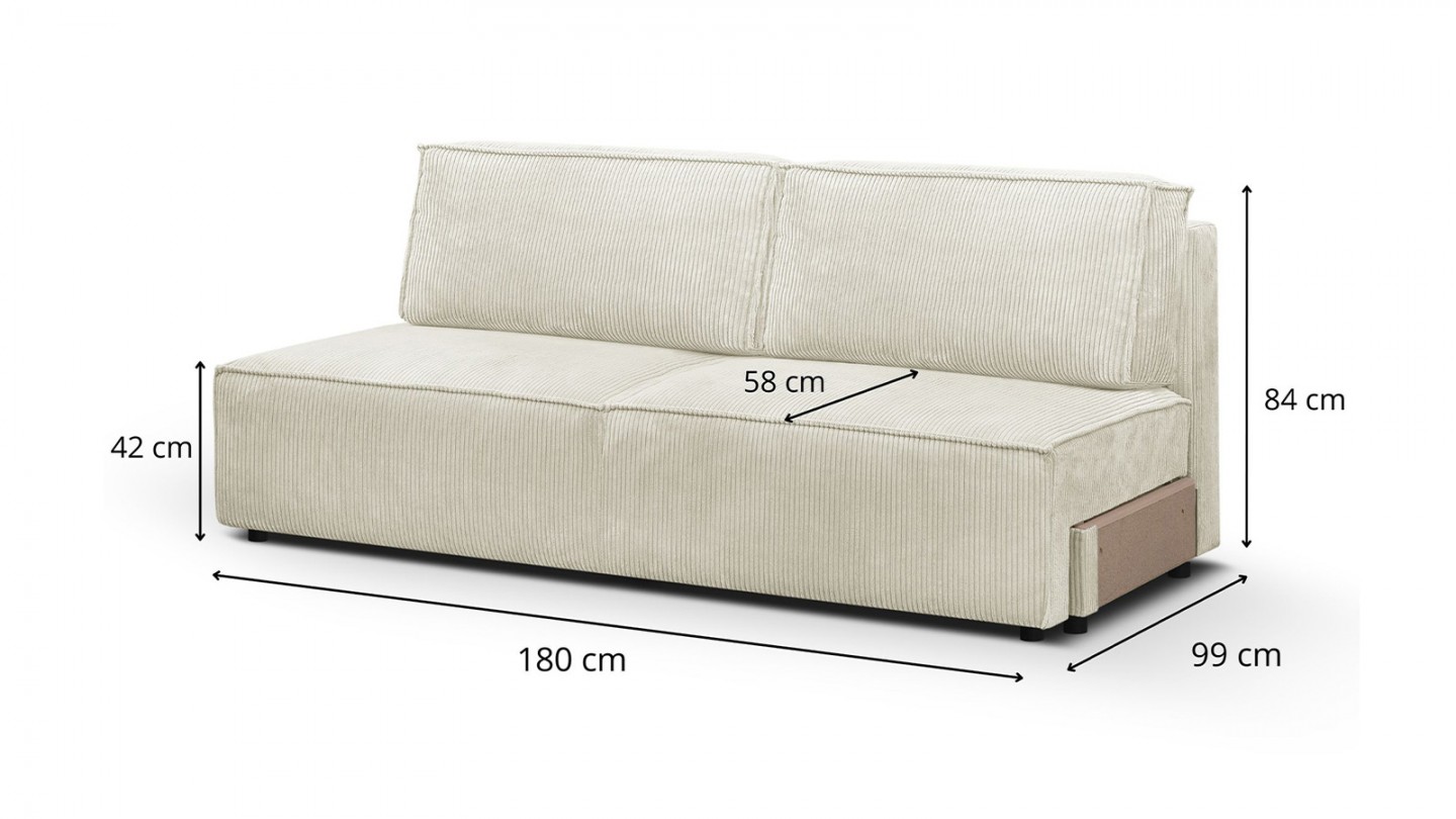 Canapé d'angle modulable convertible 7 places avec coffre de rangement en velours côtelé beige - Harper Mod