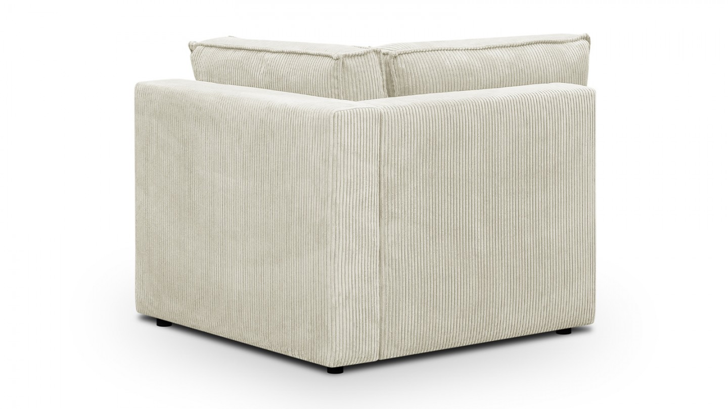 Canapé d'angle à gauche panoramique modulable convertible 10 places avec pouf en velours côtelé beige - Harper Mod