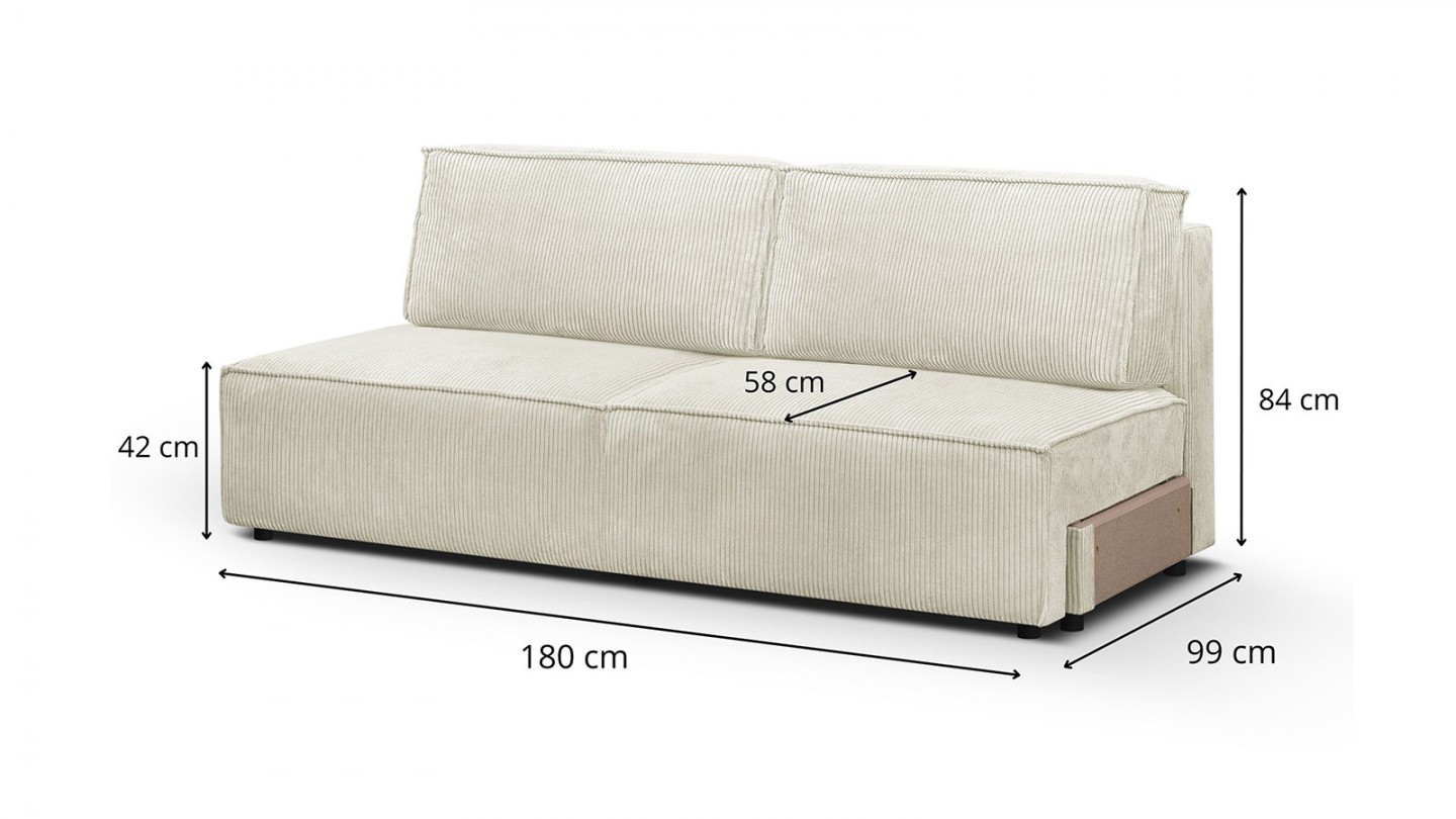 Canapé d'angle à gauche panoramique modulable convertible 10 places avec pouf en velours côtelé beige - Harper Mod