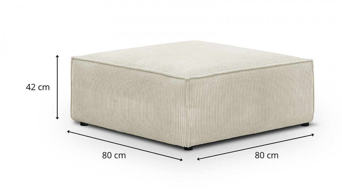 Canapé d'angle à gauche panoramique modulable convertible 10 places avec pouf en velours côtelé beige - Harper Mod