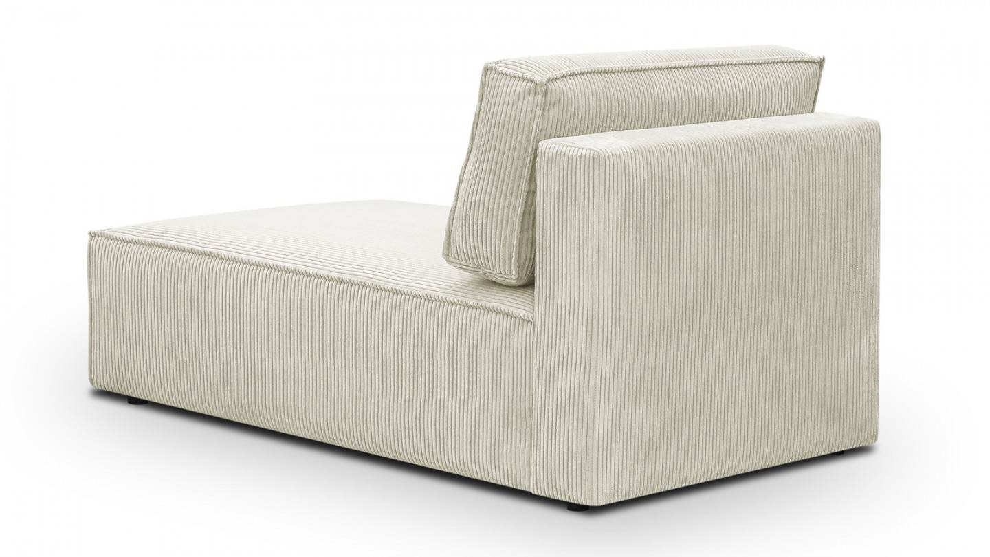 Canapé d'angle à droite panoramique convertible modulable 8 places avec pouf en velours côtelé beige - Harper Mod