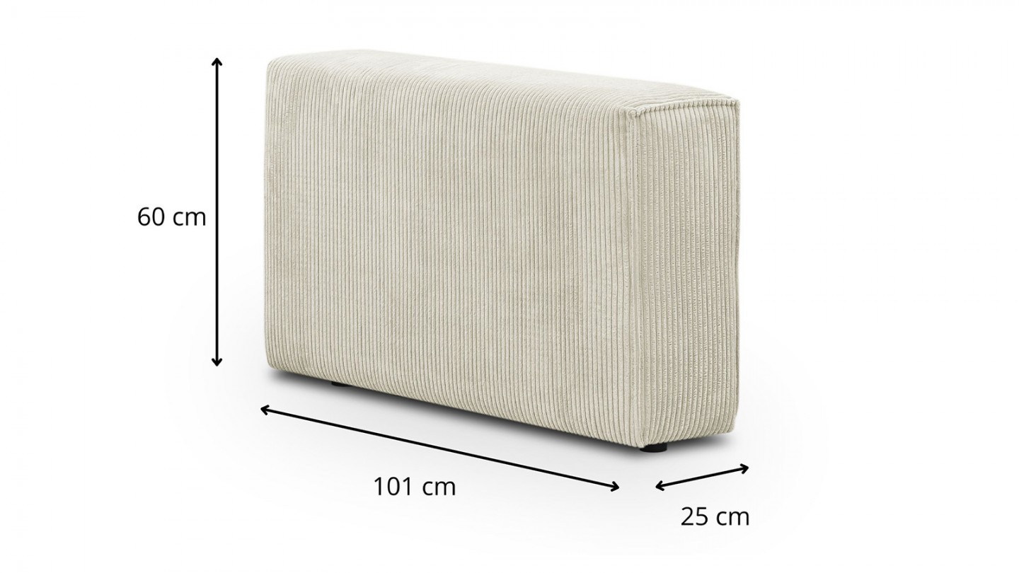 Canapé d'angle à droite panoramique convertible modulable 8 places avec pouf en velours côtelé beige - Harper Mod