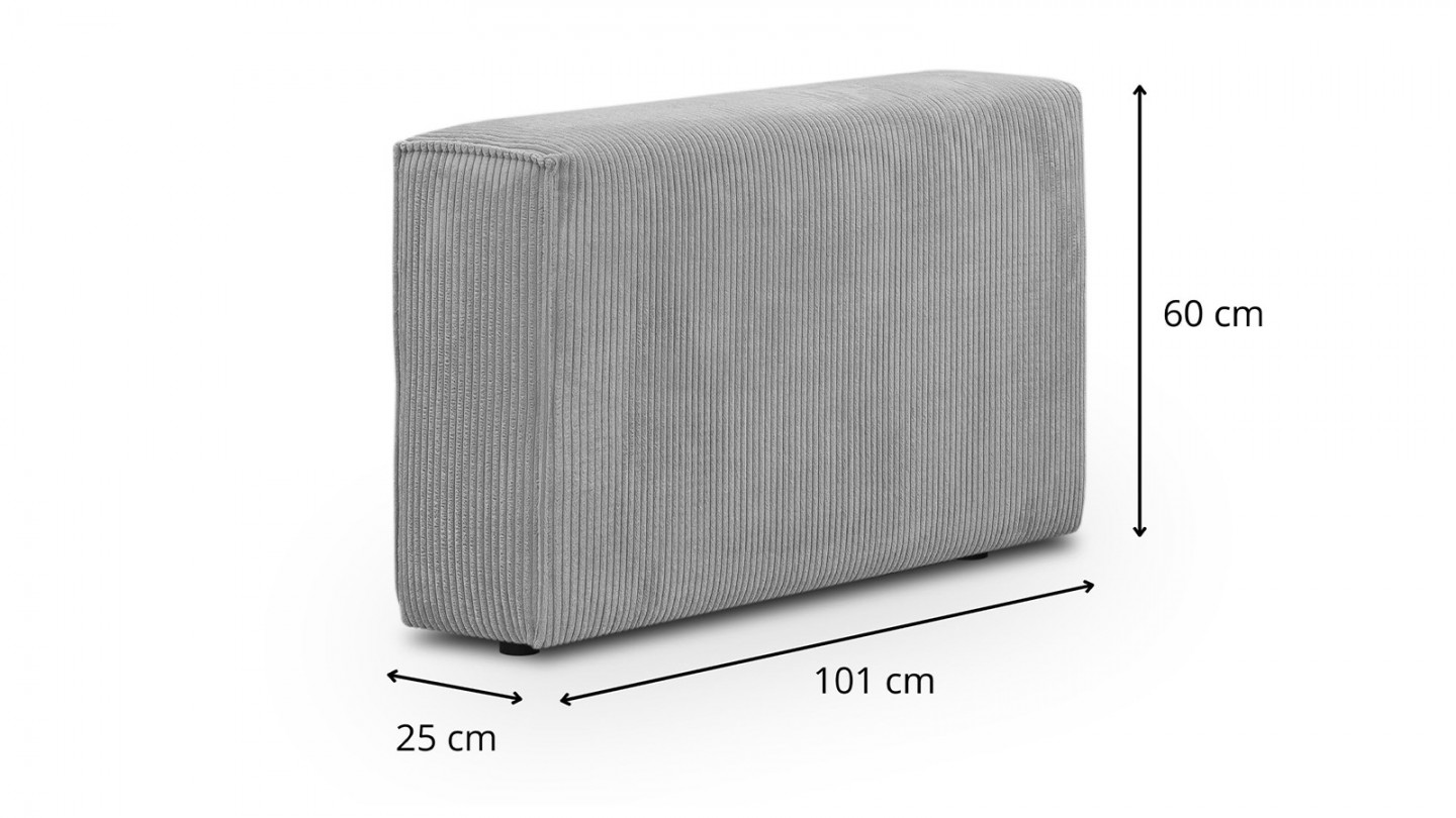 Canapé d'angle modulable 5 places en velours côtelé gris clair - Harper Mod