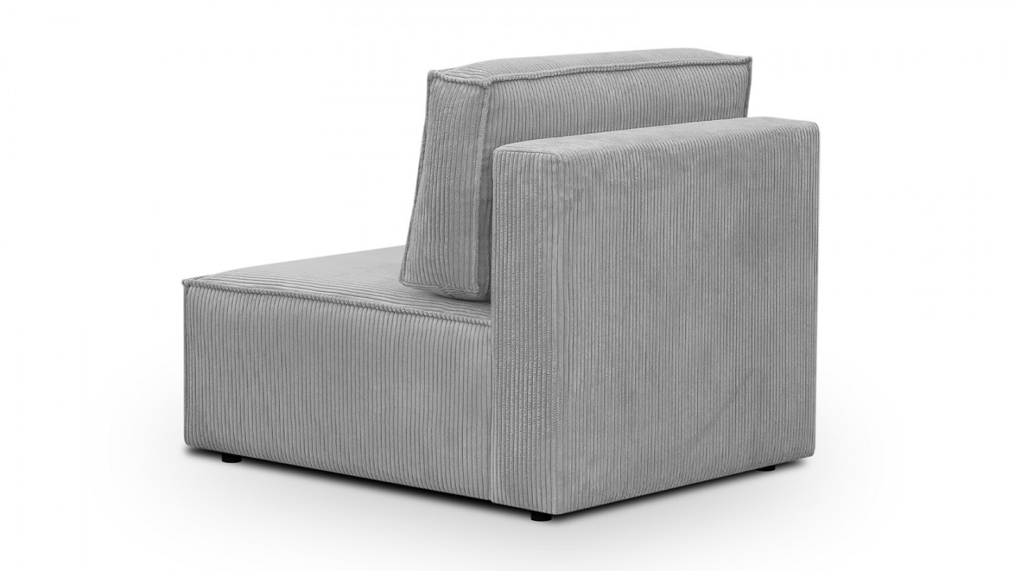 Canapé d'angle à droite modulable 8 places avec pouf en velours côtelé gris clair - Harper Mod