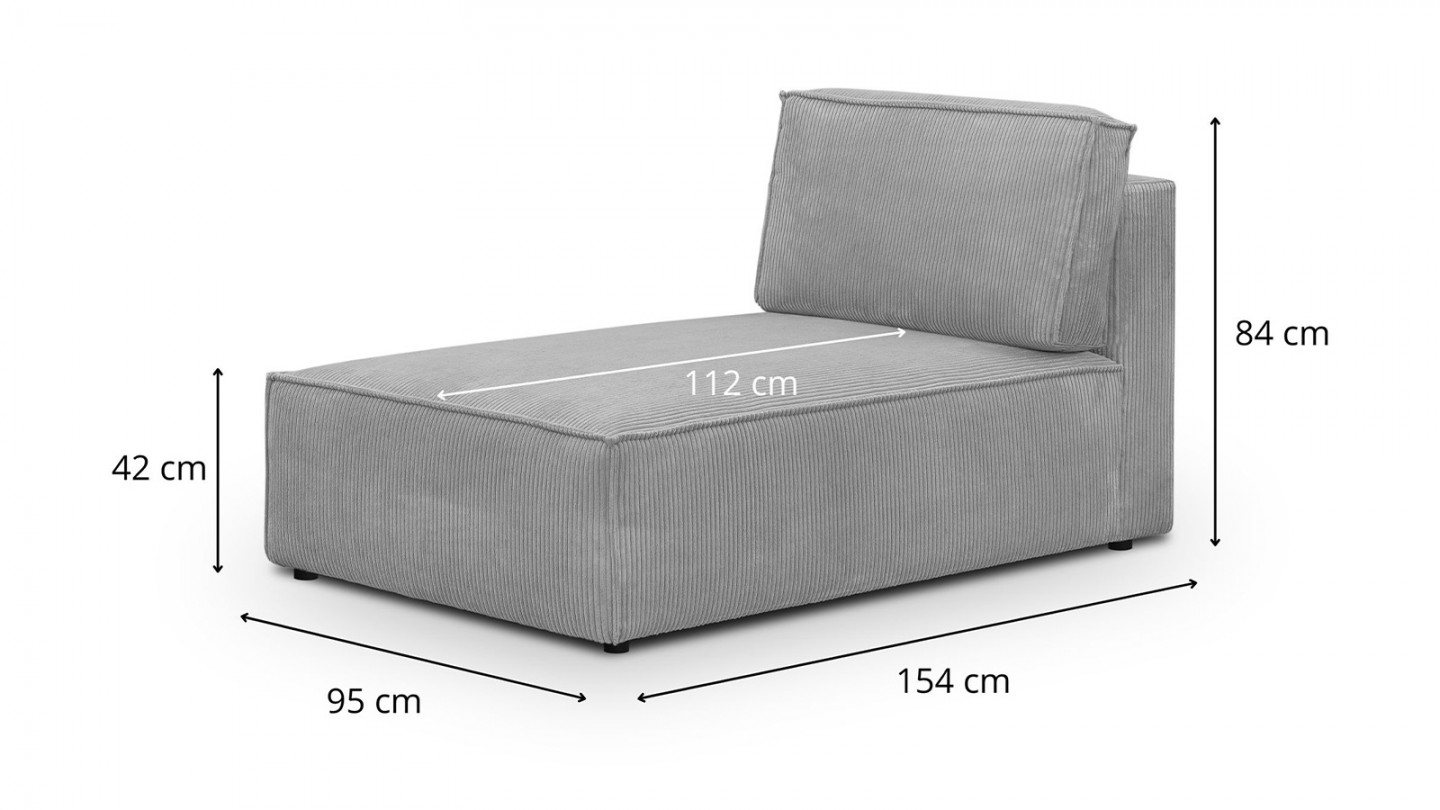 Canapé d'angle à droite panoramique convertible modulable 8 places avec 2 poufs en velours côtelé gris clair - Harper Mod