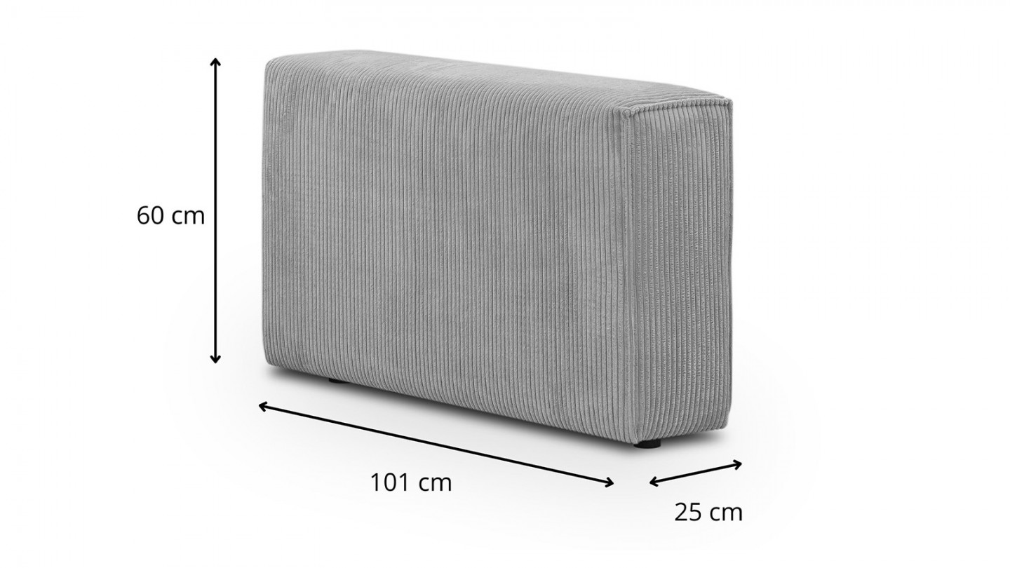 Canapé d'angle à droite panoramique convertible modulable 8 places avec pouf en velours côtelé gris clair - Harper Mod