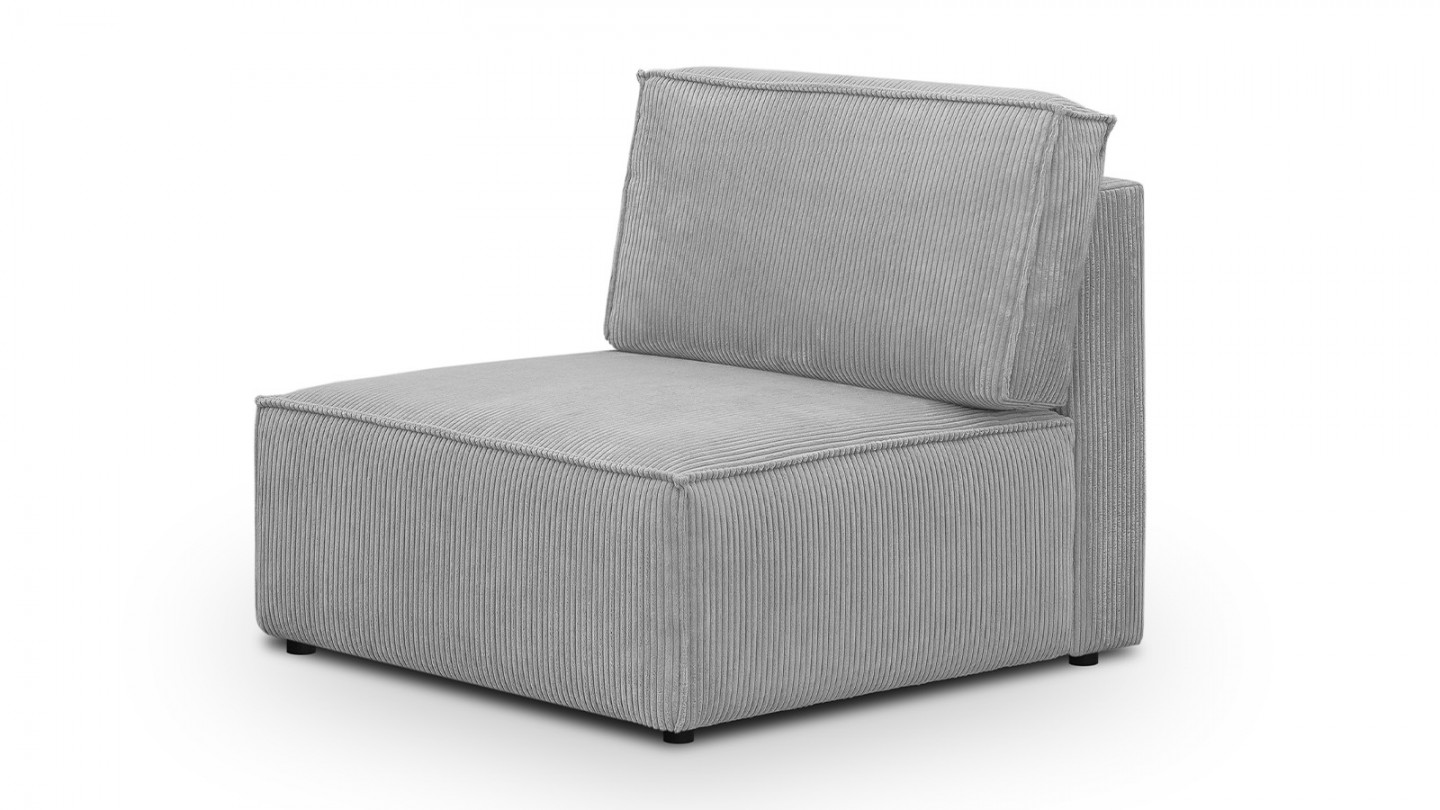 Chauffeuse modulable en velours côtelé gris clair - Harper Mod
