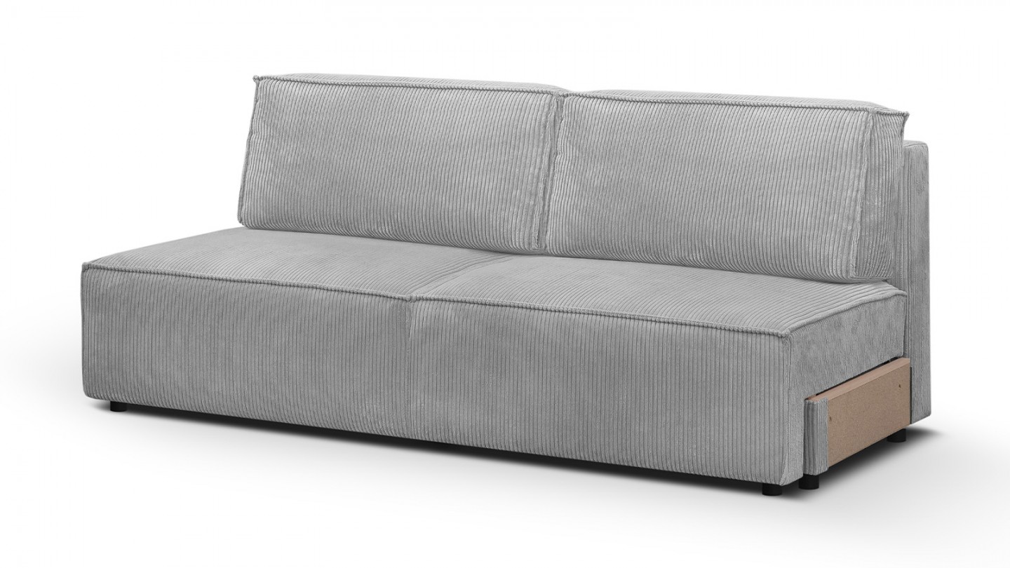 Module canapé convertible 2 places avec coffre de rangement en velours côtelé gris clair - Harper Mod