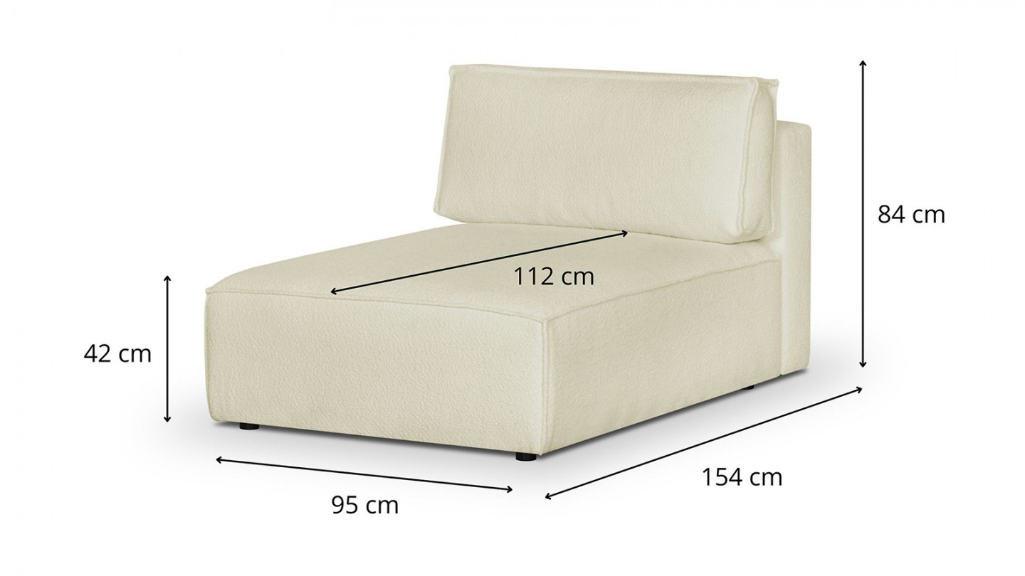 Canapé d'angle modulable convertible 7 places avec coffre de rangement en tissu bouclé écru - Harper Mod