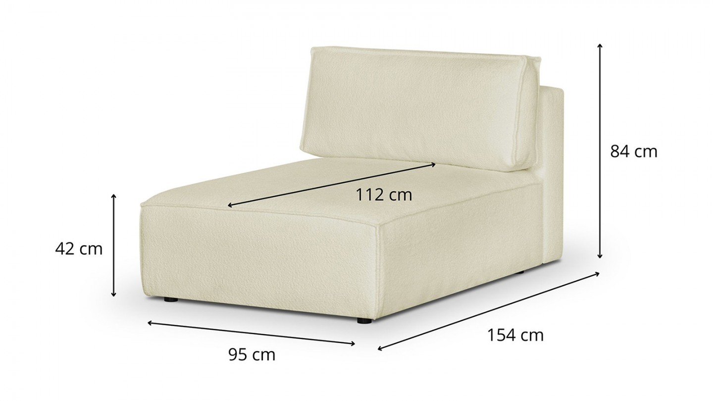 Canapé d'angle à droite panoramique modulable convertible 10 places avec pouf en tissu bouclé écru - Harper Mod