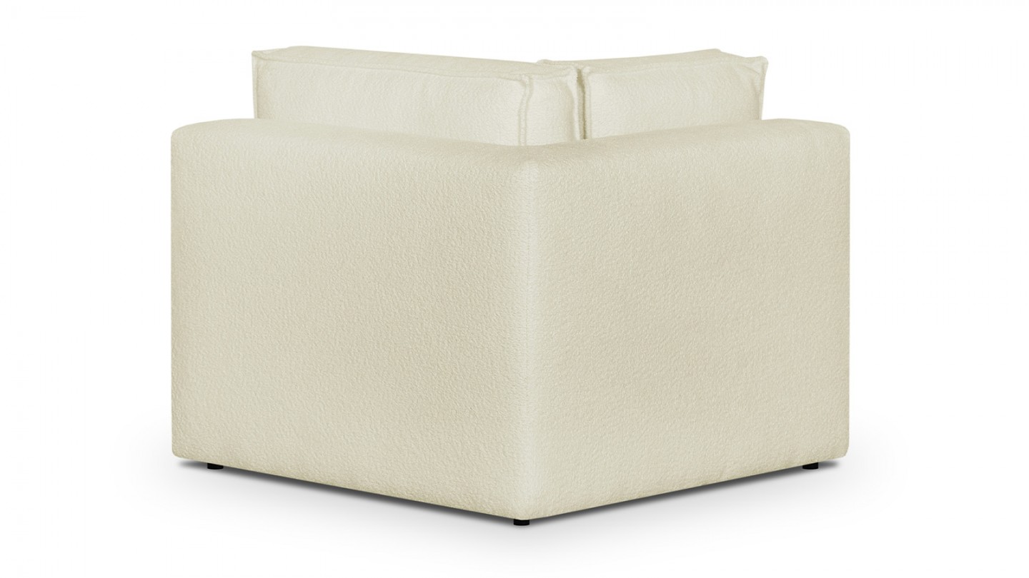 Module d'angle à gauche en tissu bouclette écru - Harper Mod