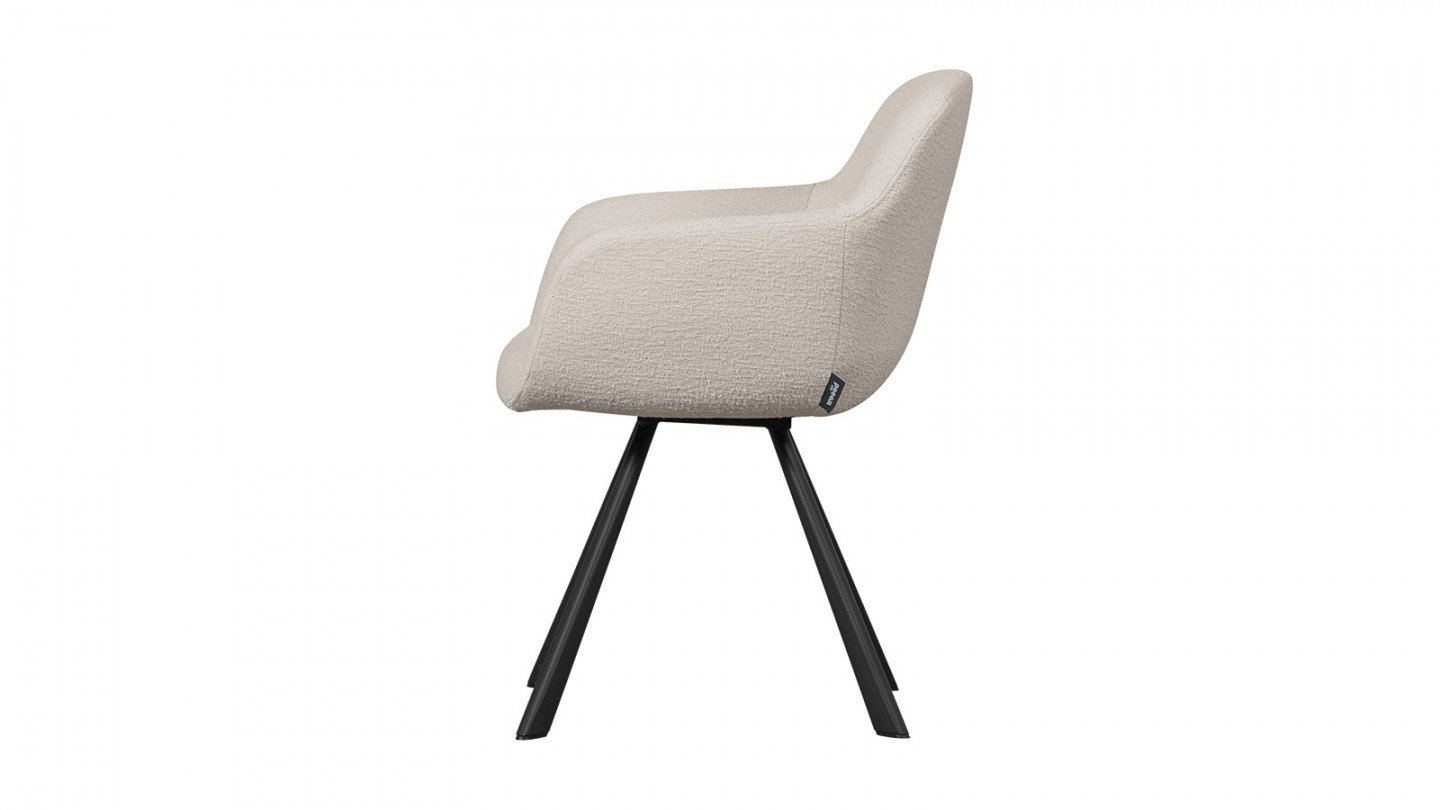 Fauteuil de table en tissu bouclé écru - Juno