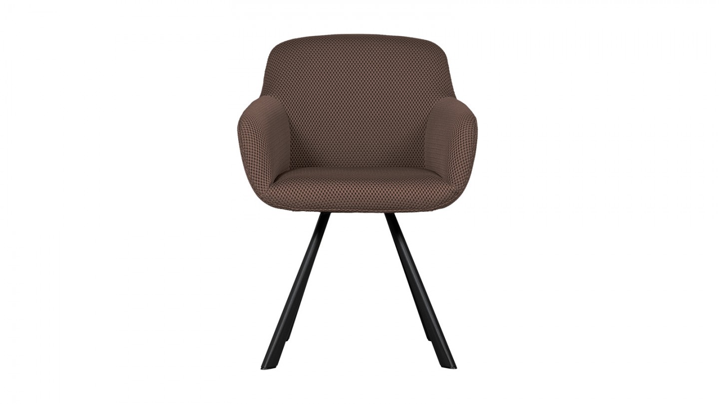 Fauteuil de table en tissu résille marron - Juno