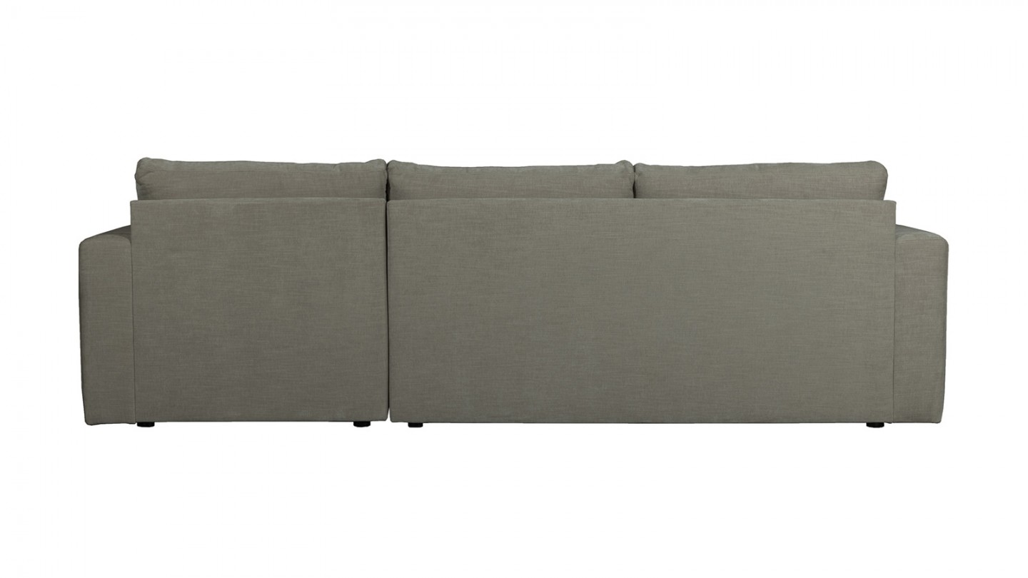 Canapé d'angle à droite 4 places avec méridienne en tissu gris clair - Bar