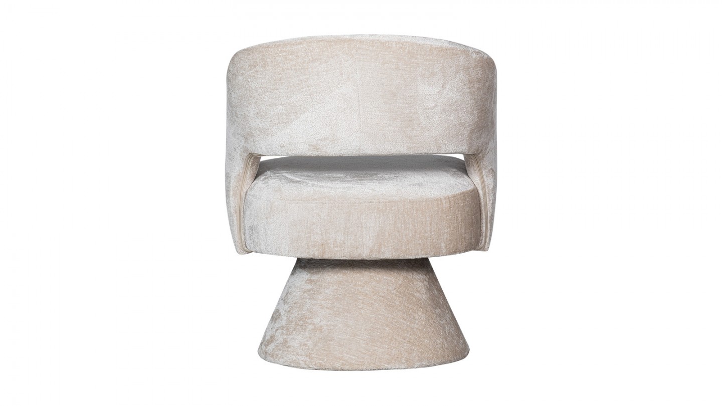 Fauteuil pivotant en tissu chenille beige - Ebba