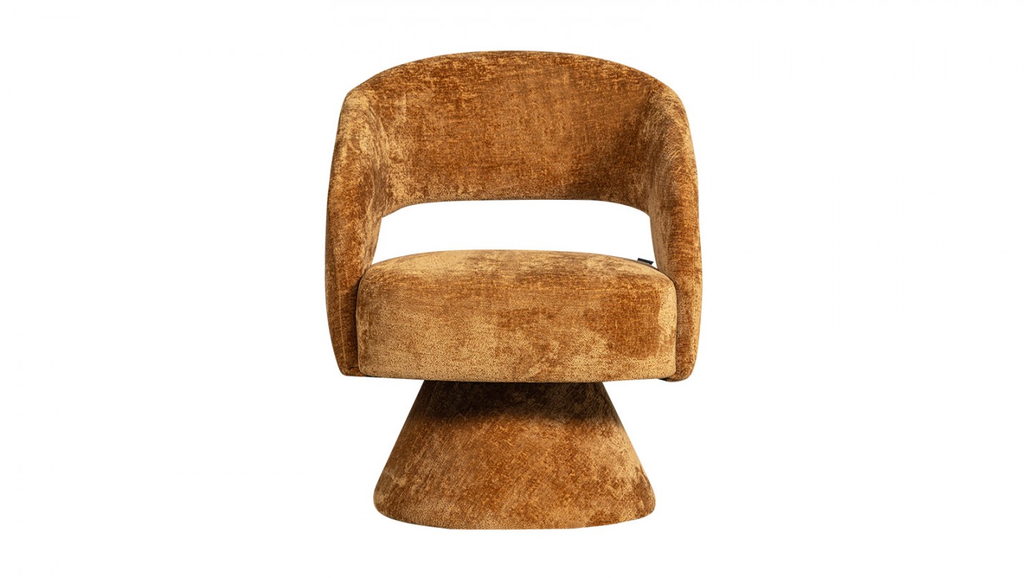 Fauteuil pivotant en tissu chenille terra- Ebba