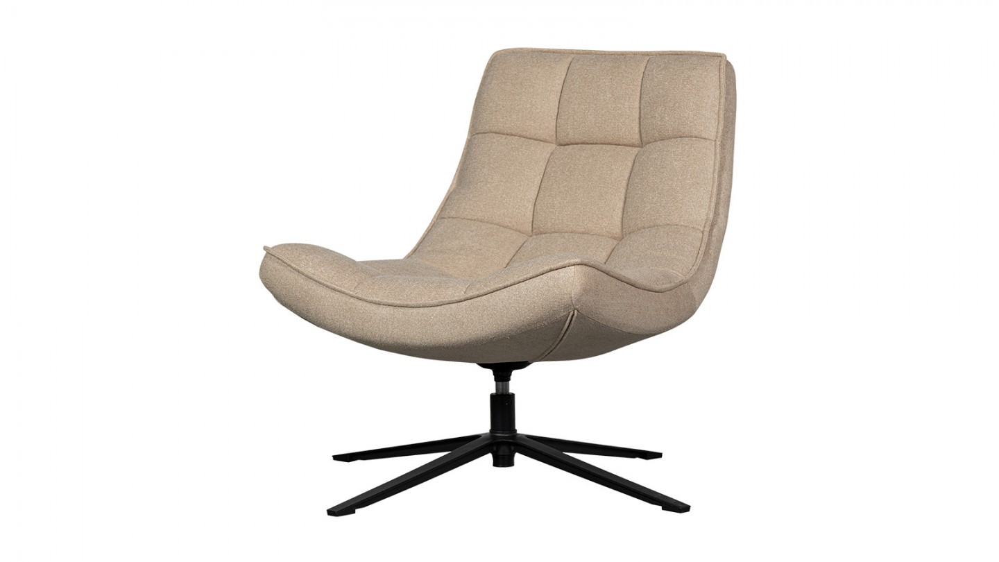 Fauteuil pivotant en tissu beige - Maudi