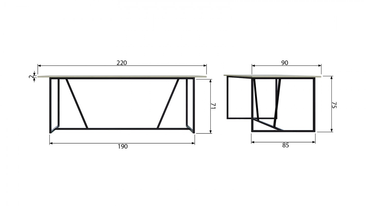 Table à manger rectangulaire 6/8 personnes en bois brossé gris clair FSC 220 cm - Silas