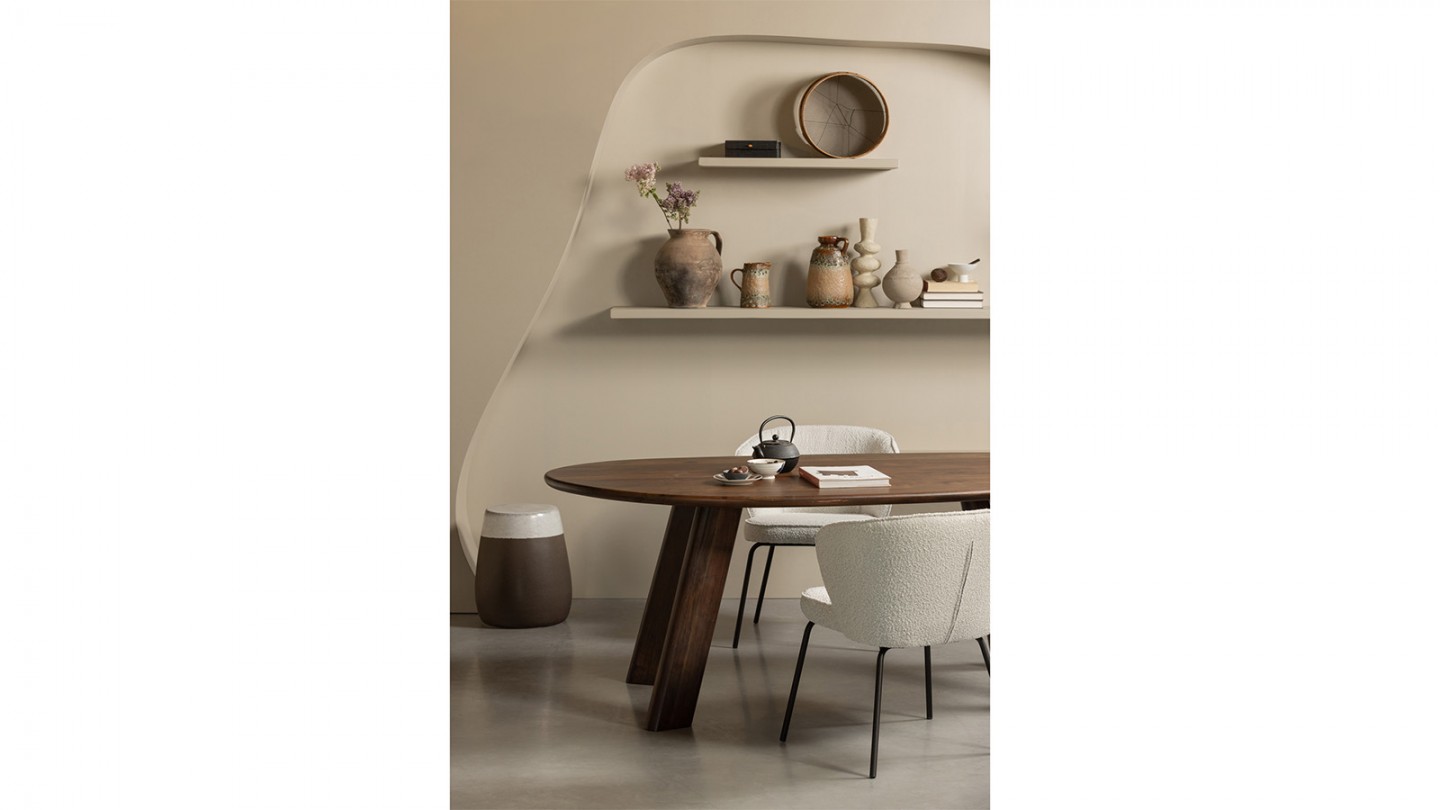 Table d'appoint ronde en céramique marron et blanc 38 cm - Claim