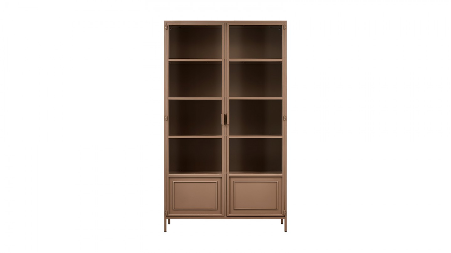 Vaisselier 2 portes en métal marron poudré 110 cm - Ronja