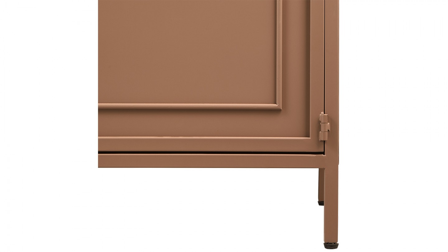 Vaisselier 2 portes en métal marron poudré 110 cm - Ronja