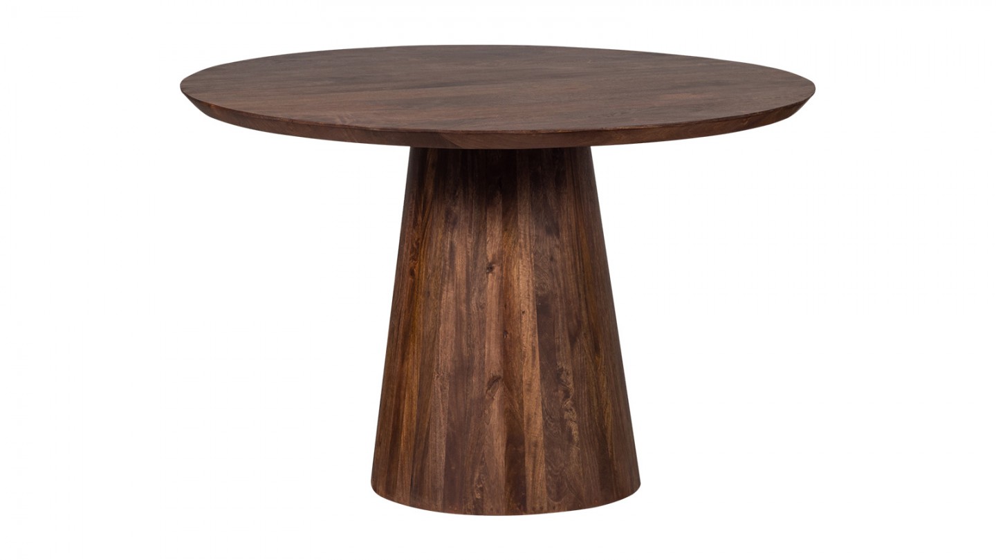 Table à manger ronde 4/5 personnes en bois de manguier 130 cm - Limit