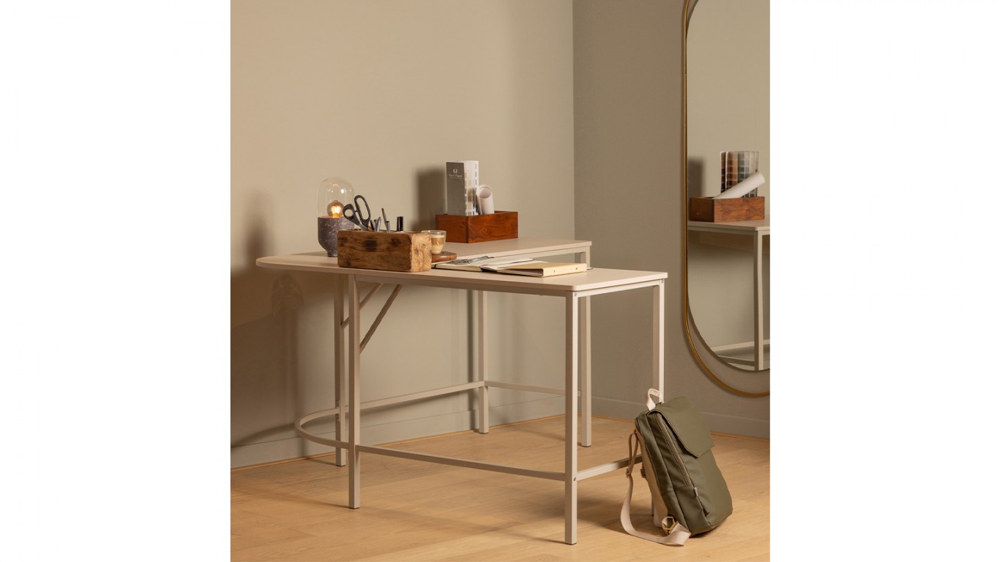 Bureau d'angle naturel/gris clair 135 cm - Mike