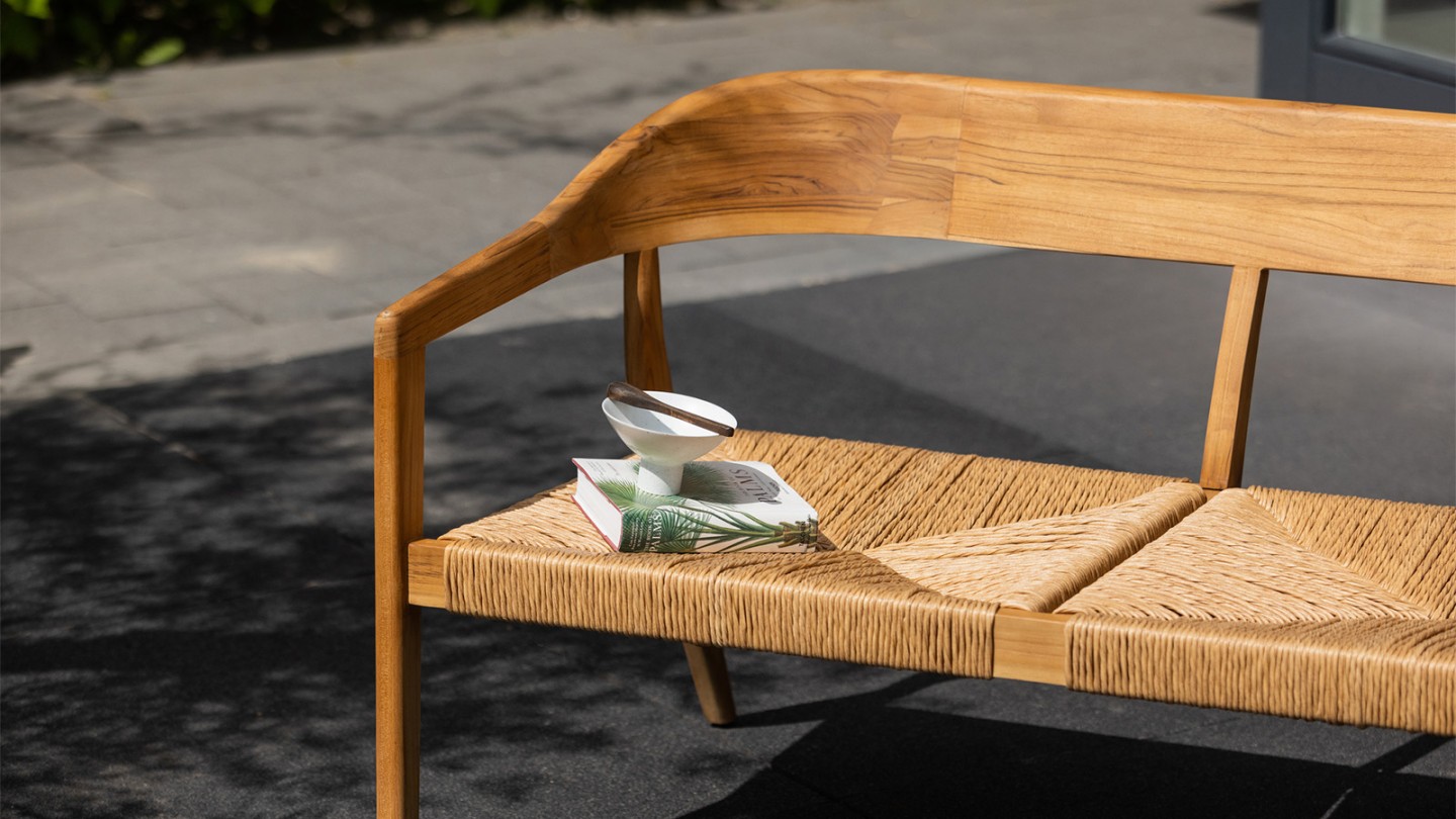 Banc de jardin en osier et teck 131 cm - Chena