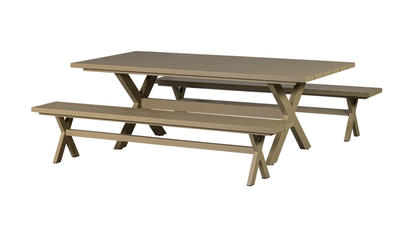 Table de jardin en aluminium couleur vert/gris 220 cm - Delta