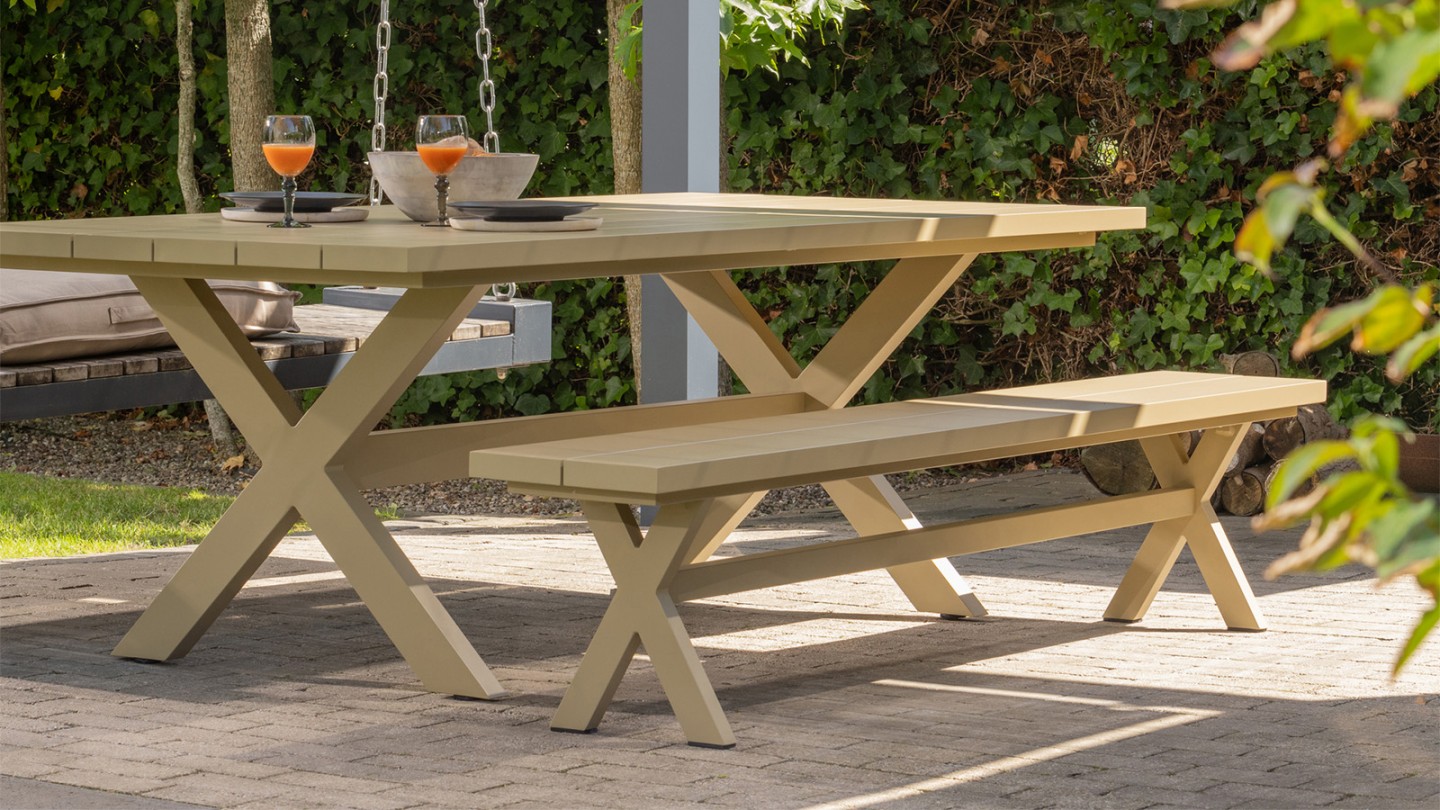 Table de jardin en aluminium couleur vert/gris 220 cm - Delta