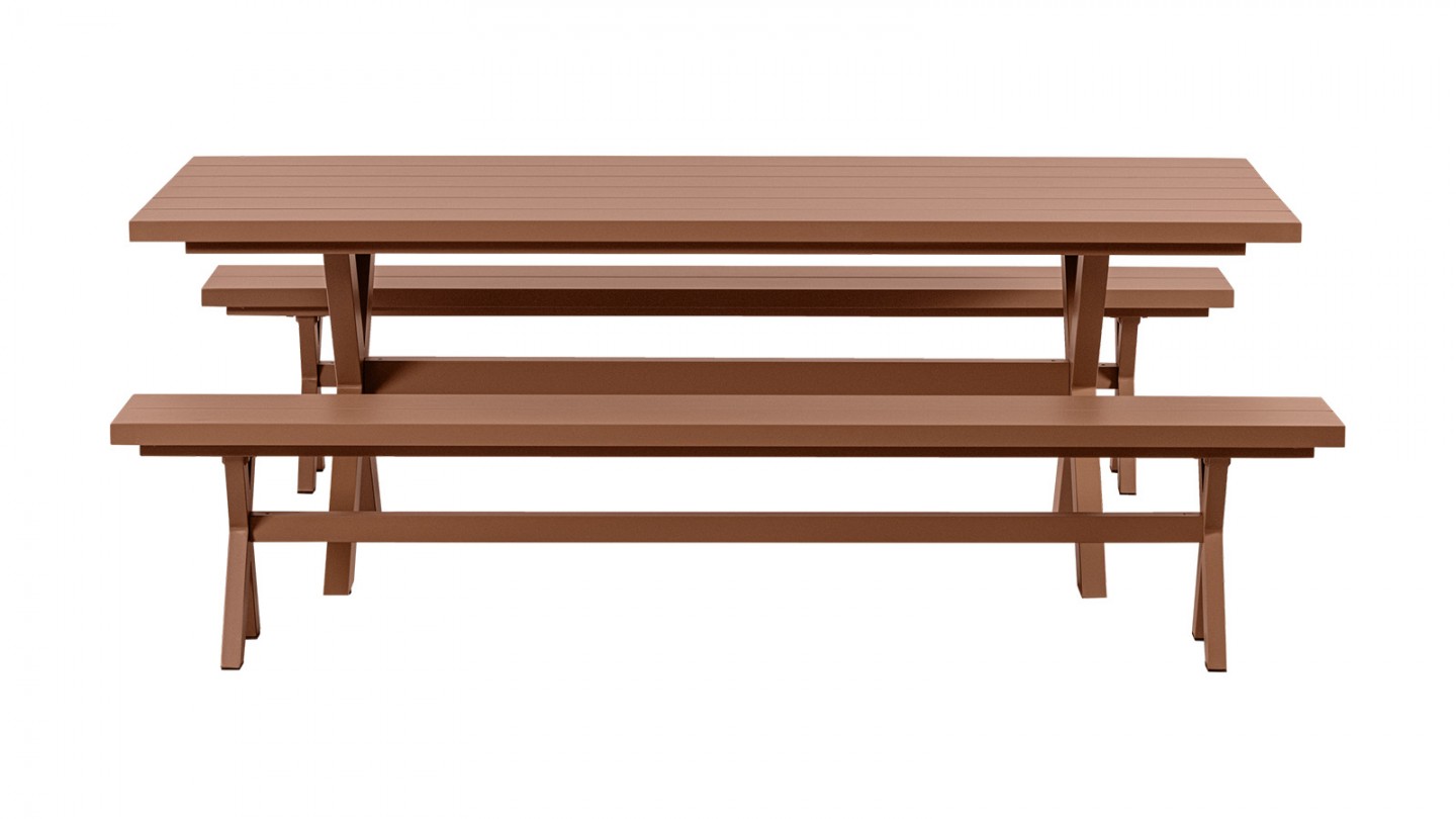 Table de jardin en aluminium terracotta 220 cm - Delta