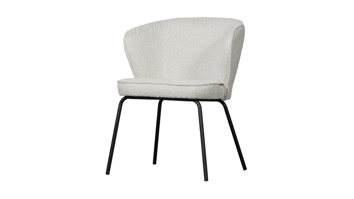 Chaise de salle à manger en tissu bouclé écru - Admit