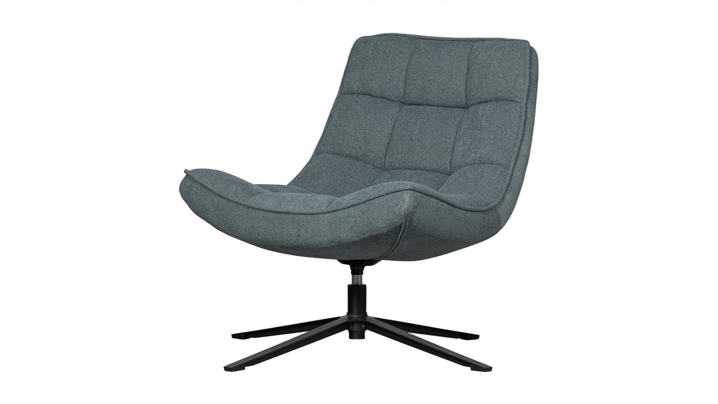 Fauteuil pivotant en tissu bleu gris - Maudi