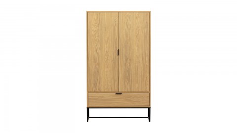 Buffet haut 2 portes 1 tiroir effet chêne 85 cm - Silas