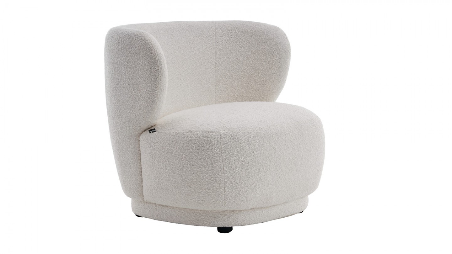 Fauteuil en tissu bouclette écru - Ester