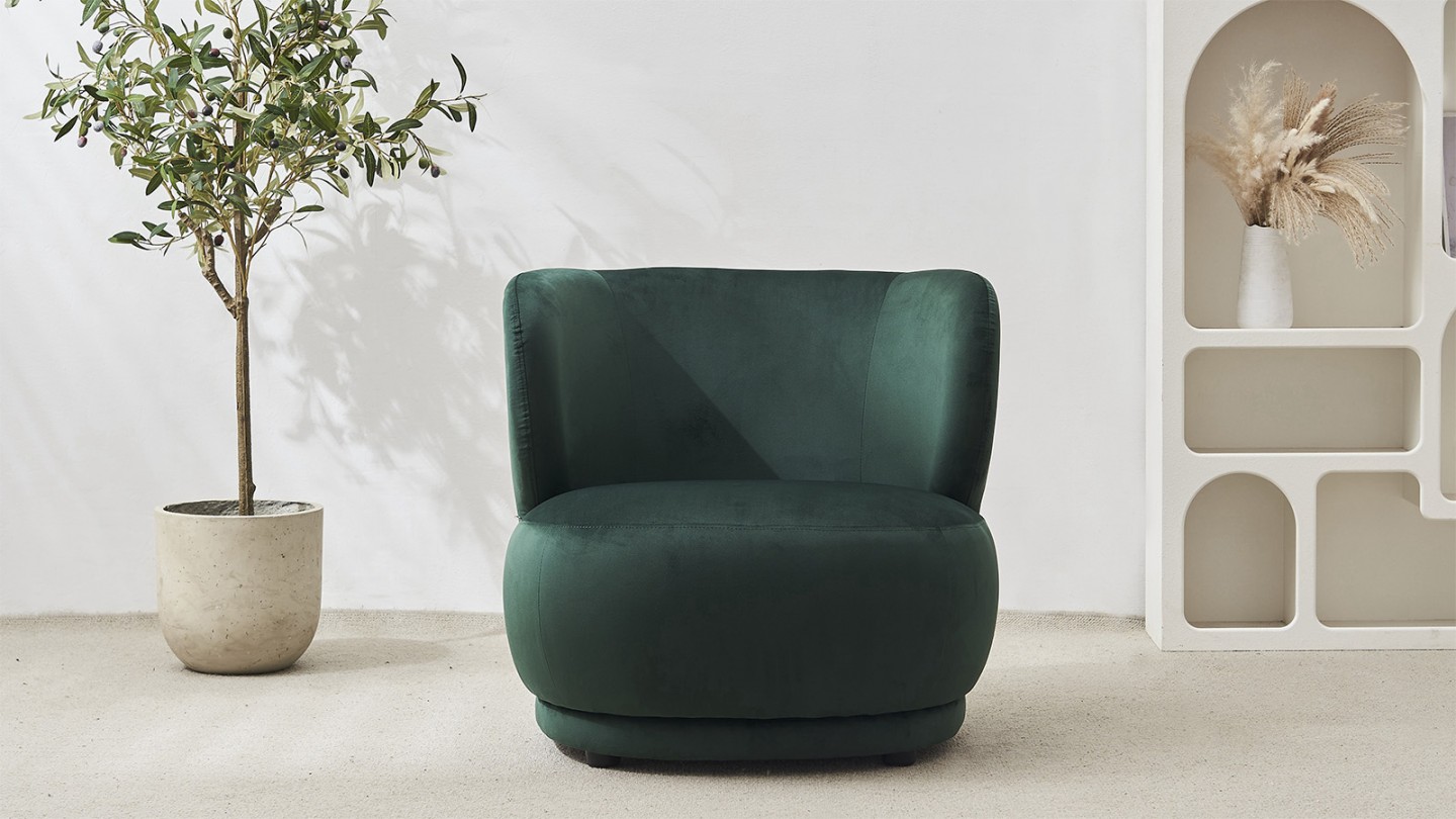 Fauteuil en velours vert - Ester