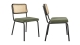 Lot de 2 chaises en métal et bois noir, cannage naturel et velours côtelé vert - Paula