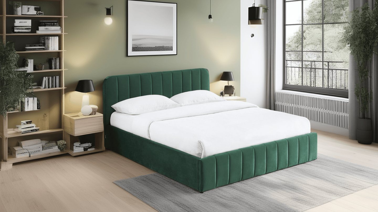 Lit coffre adulte AVA 140x190 - Velours vert