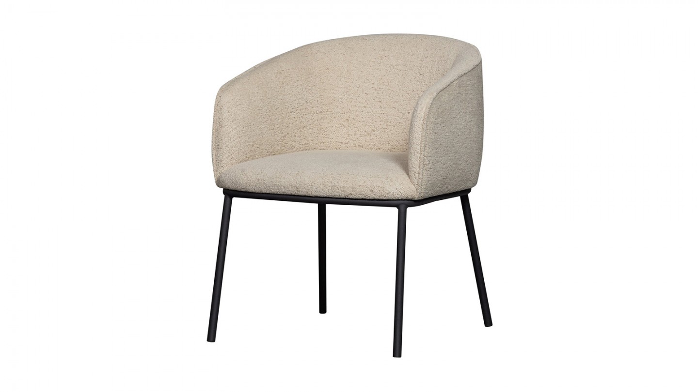 Chaise de salle à manger en tissu bouclé beige - Leon