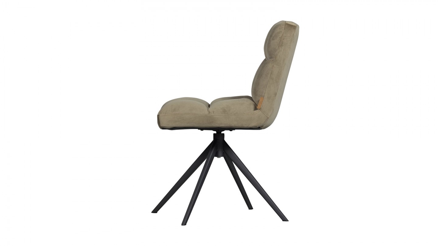 Chaise pivotante en velours vert kaki - Vinny