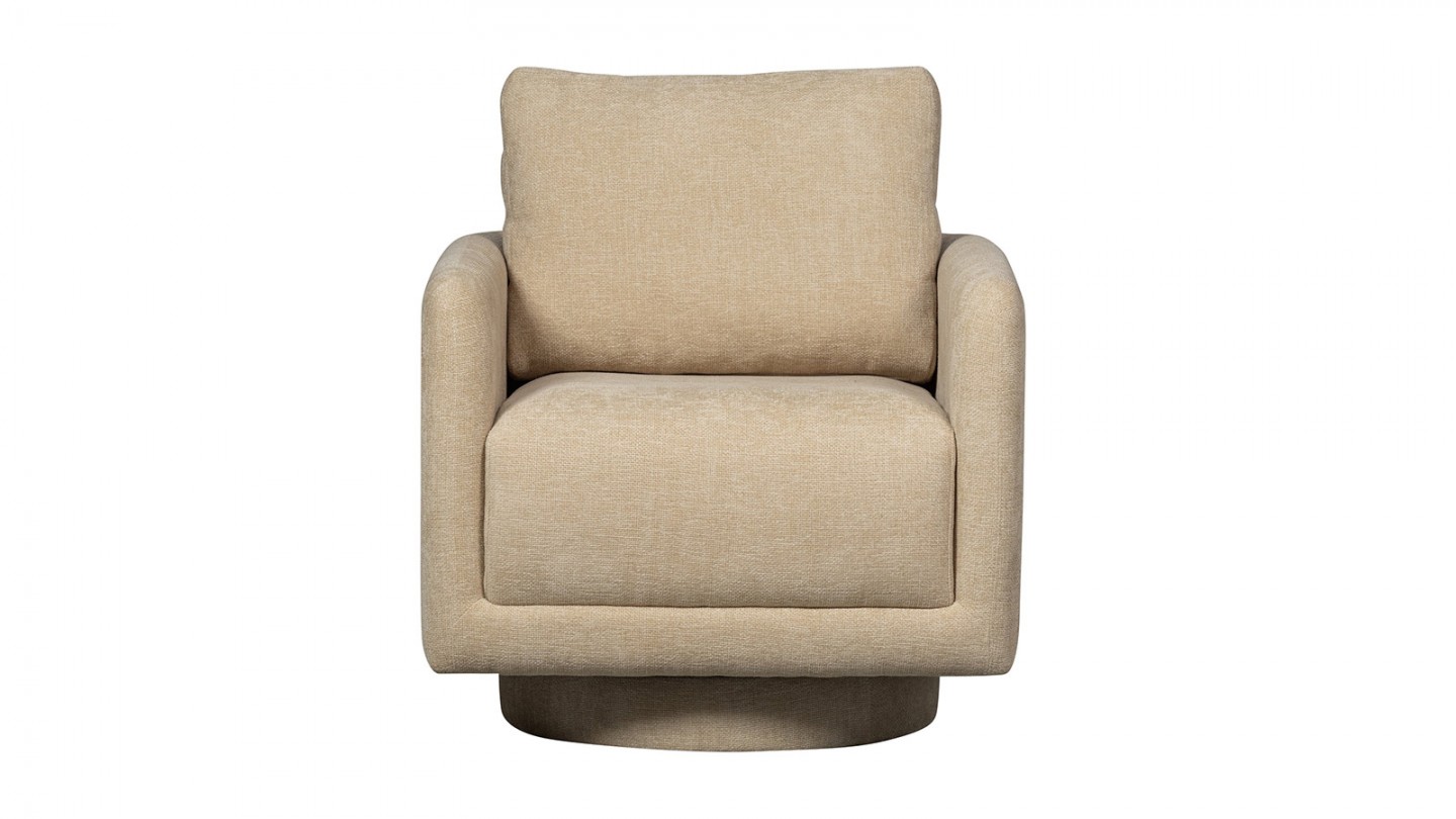 Fauteuil pivotant en tissu chenille beige - Oscar