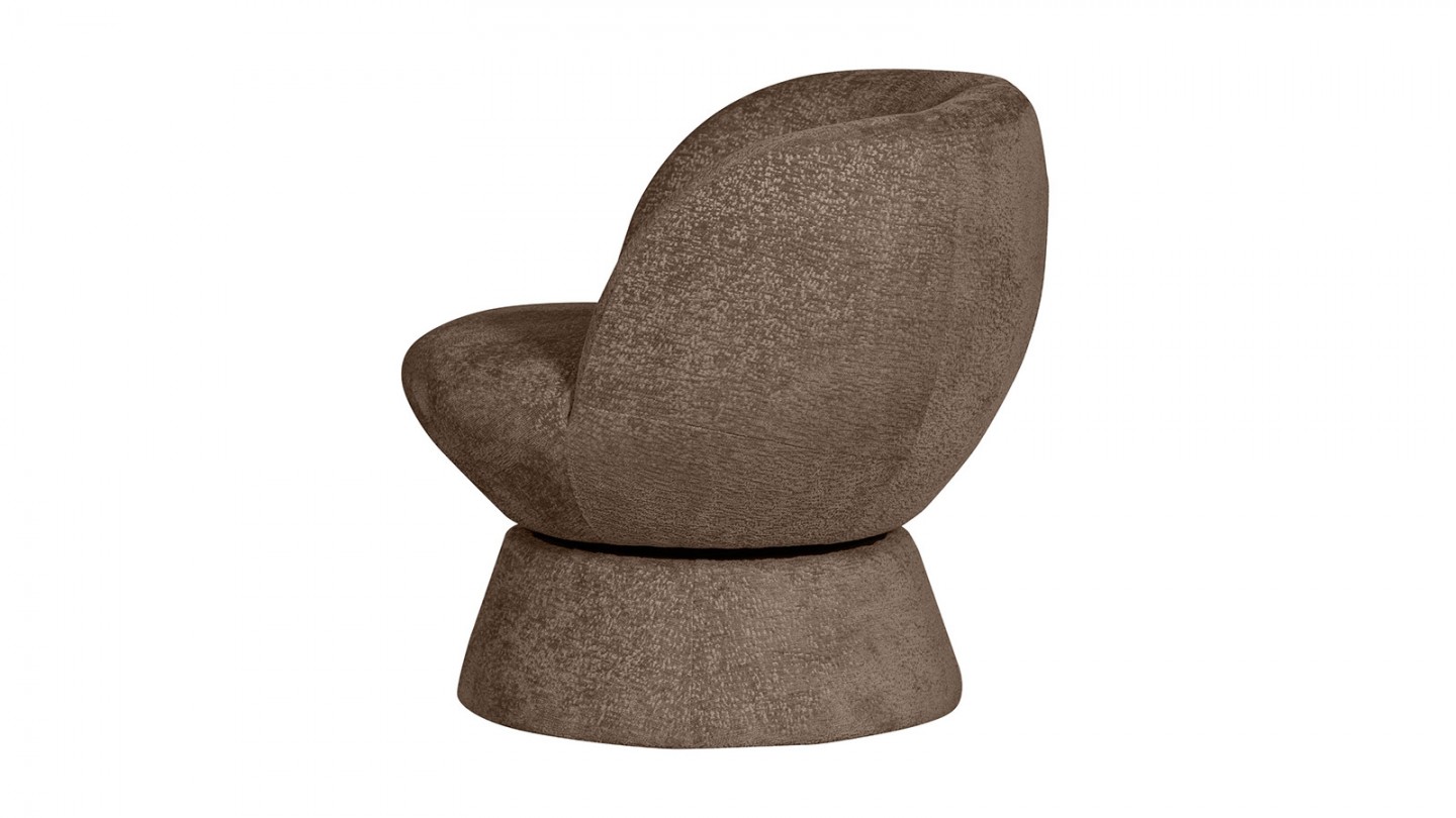 Fauteuil pivotant en tissu chenille marron - Shuffle