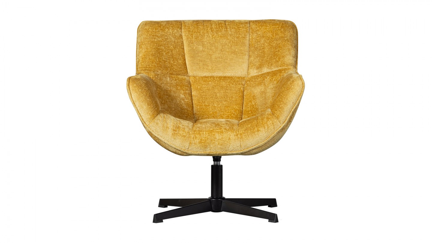 Fauteuil pivotant en tissu chenille jaune - Wibo