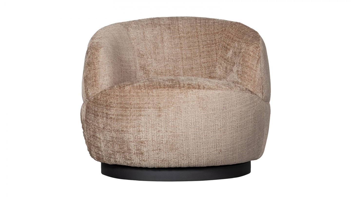 Fauteuil pivotant en tissu chenille sable - Woolly